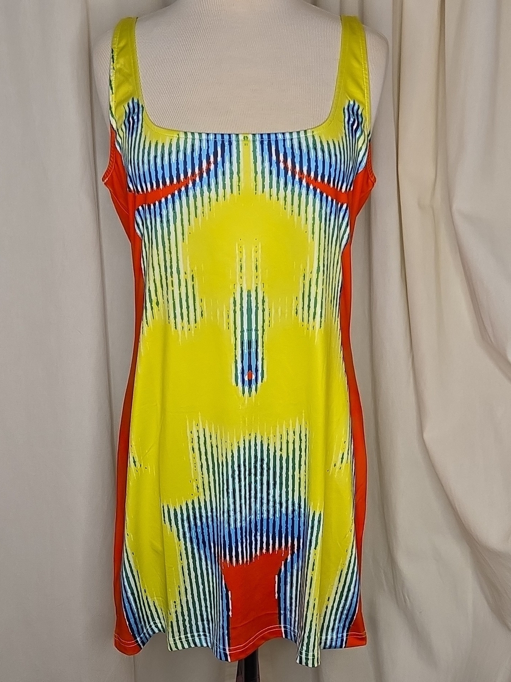 Red, Yellow, Blue Stripe Bodycon Mini Dress Sz 1x